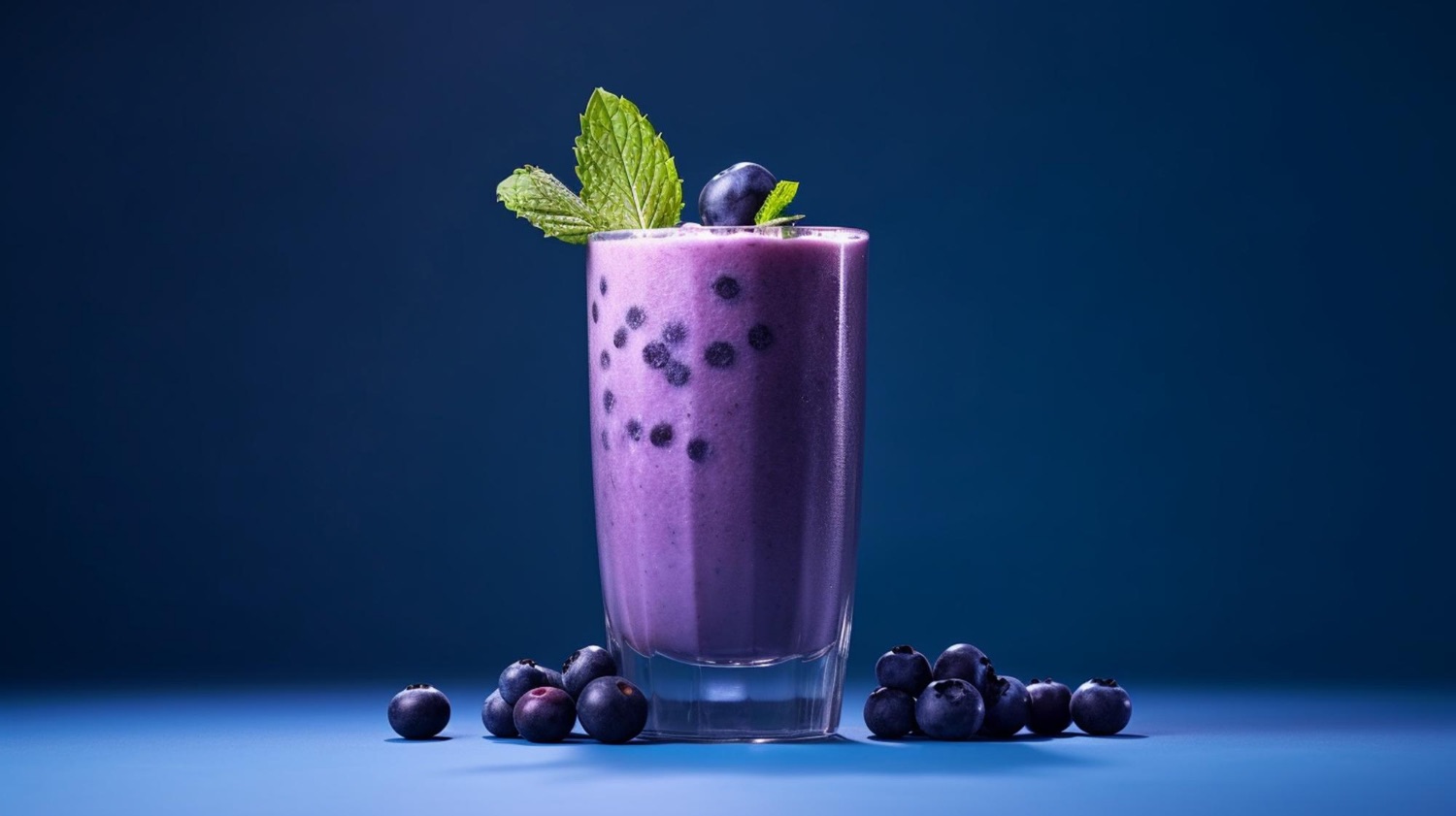 Bir bardak yaban mersinli smoothie